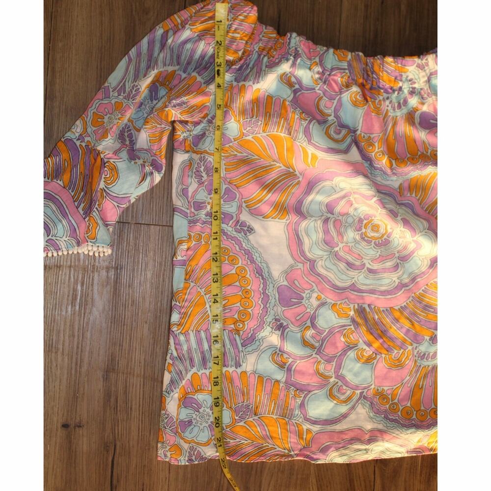 Trina Turk Healdsburg Print Off Shoulder Bell Sleeve Top size Medium - Picture 8 of 8